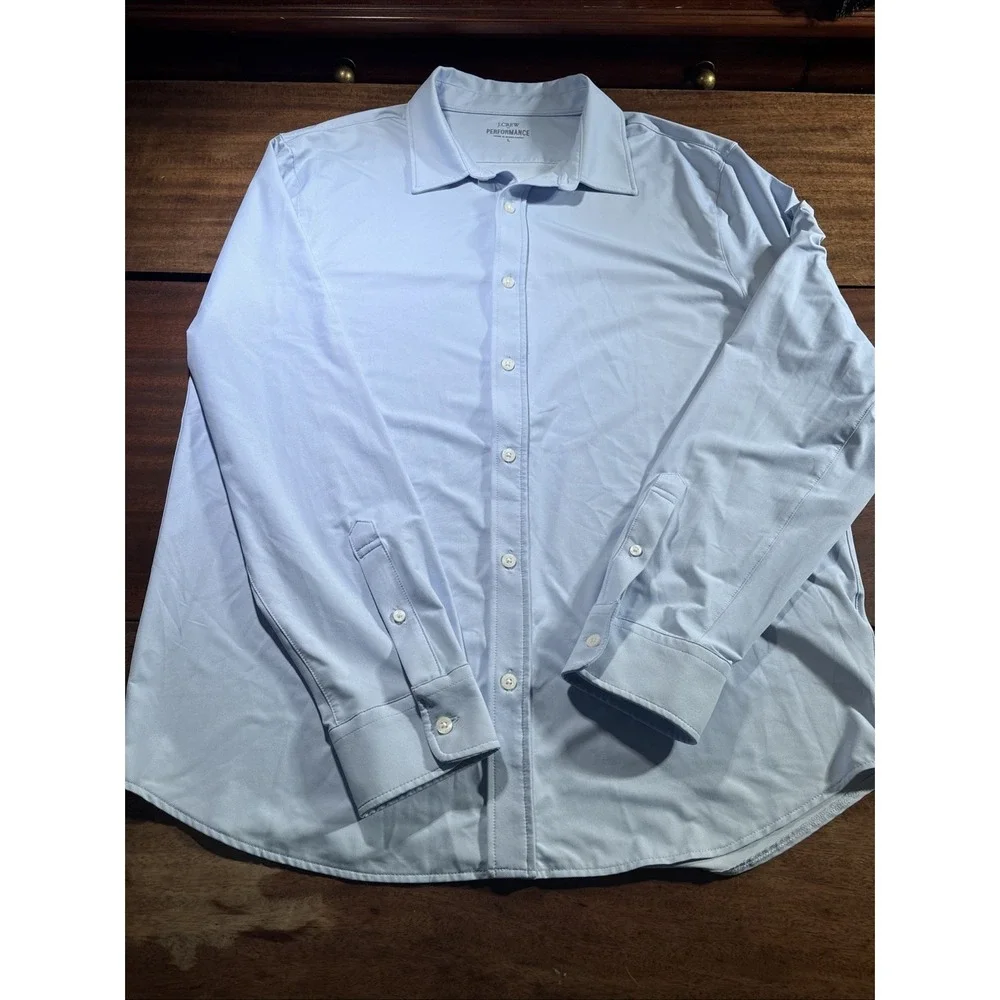 Lot Of 2 J Crew Shirt Mens Large Blue performance Oxford Lightweight Stretch - Picture 6 of 10